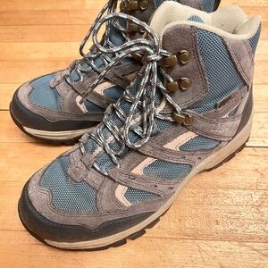 Blue and Gray Hiking Boots